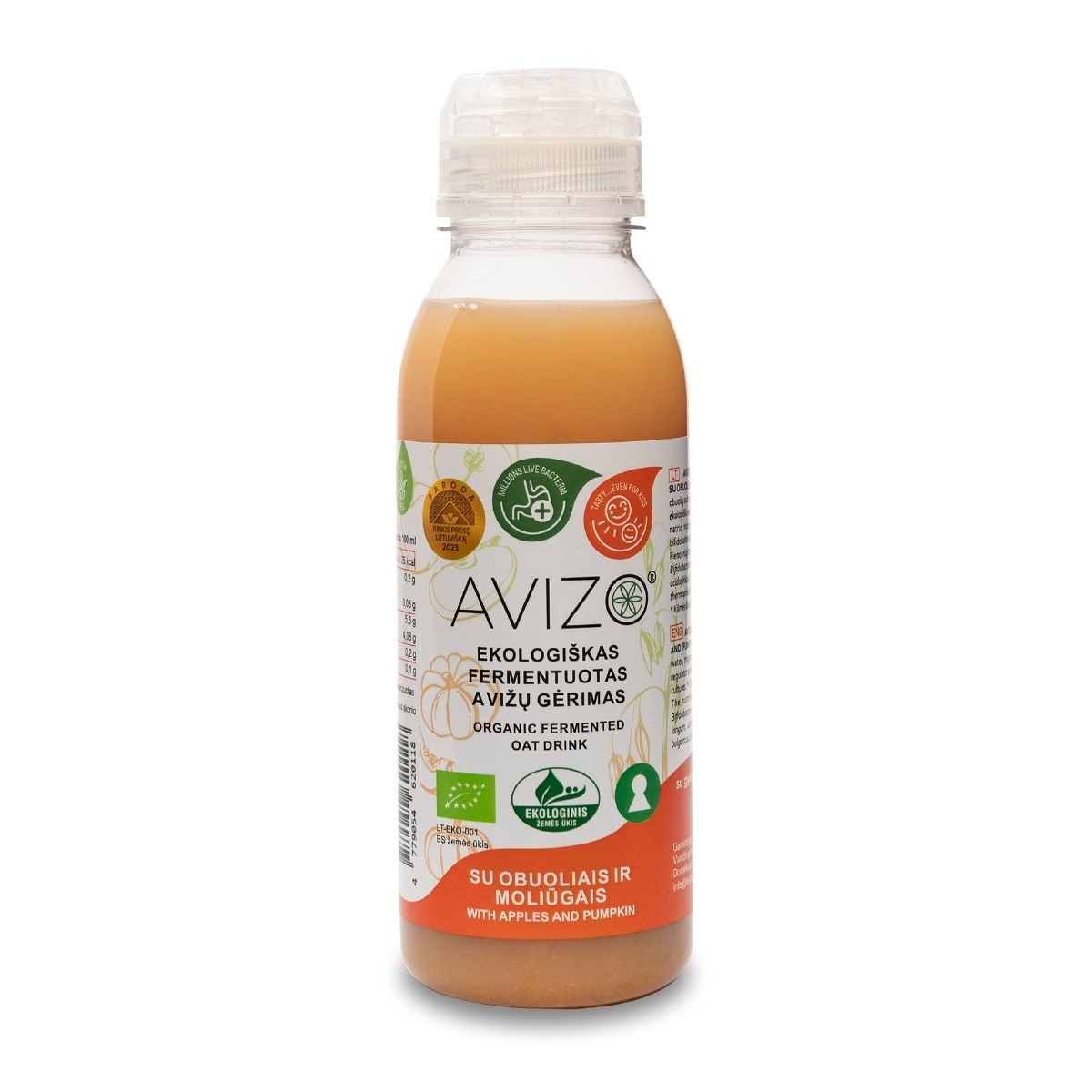 obuoliai ir moliugai Ekologiškas fermentuotas avižų gėrimas su obuoliais ir moliūgais - 330 ml