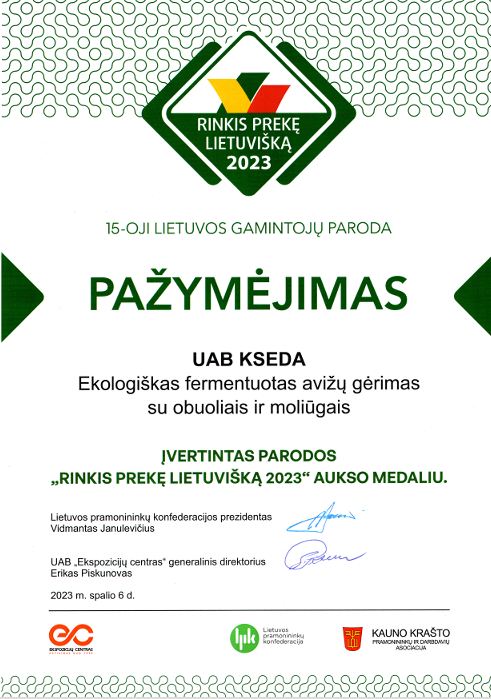 Aukso medalis Rinkis prekę lietuvišką pažymėjimas